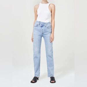 AGOLDE Women’s Size 26 Criss Cross Light‎ Wash Raw Hem Cotton Jean A9037-1141